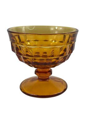 Colony American Whitehall Vintage Cubist Amber Sherbet Dessert Cup